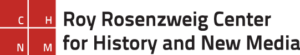 Four red squares with white lettering CHNM on the left. to the right is Roy Rosenzweig Center for History and New Media